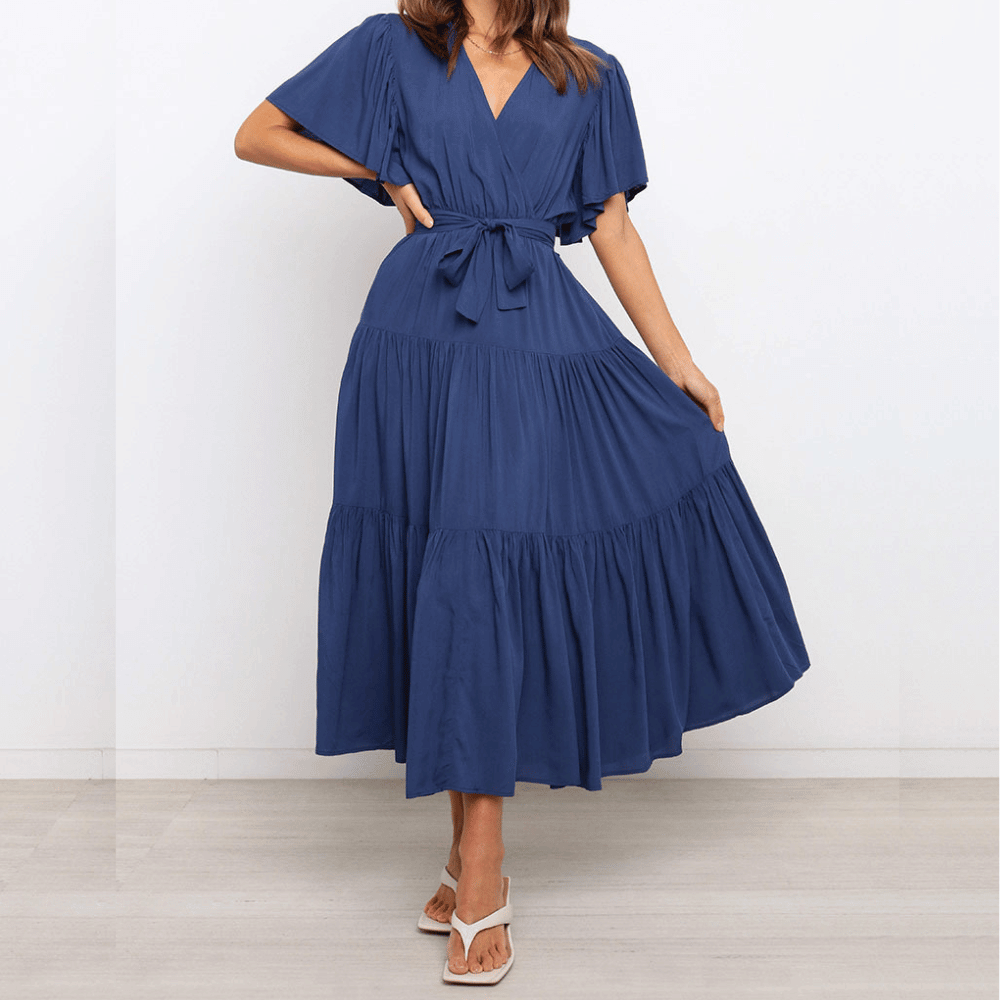 Sommerliches Damen Maxikleid mit Taillenbindung: Lässig, leicht und elegant