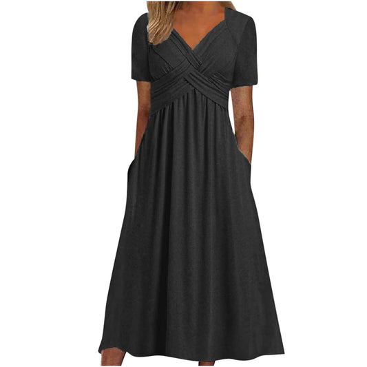Elegantes Damen Midikleid mit Wickel-Detail: Feminin & bequem