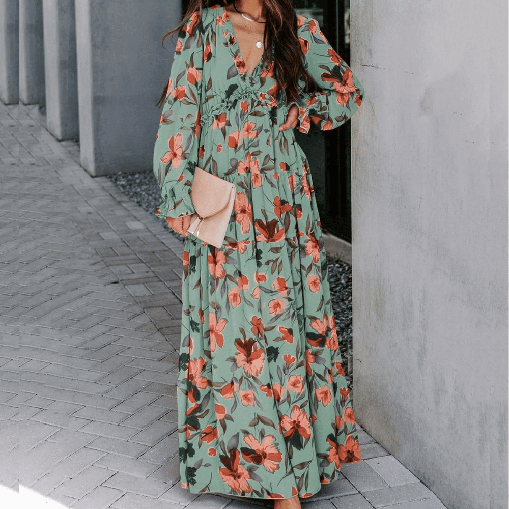 Elegantes Damen Maxikleid mit Blumenmuster: Luftig & sommerlich
