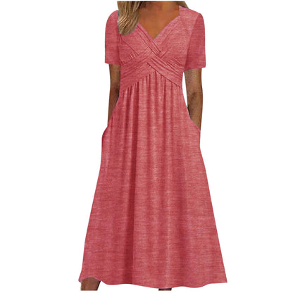 Elegantes Damen Midikleid mit Wickel-Detail: Feminin & bequem