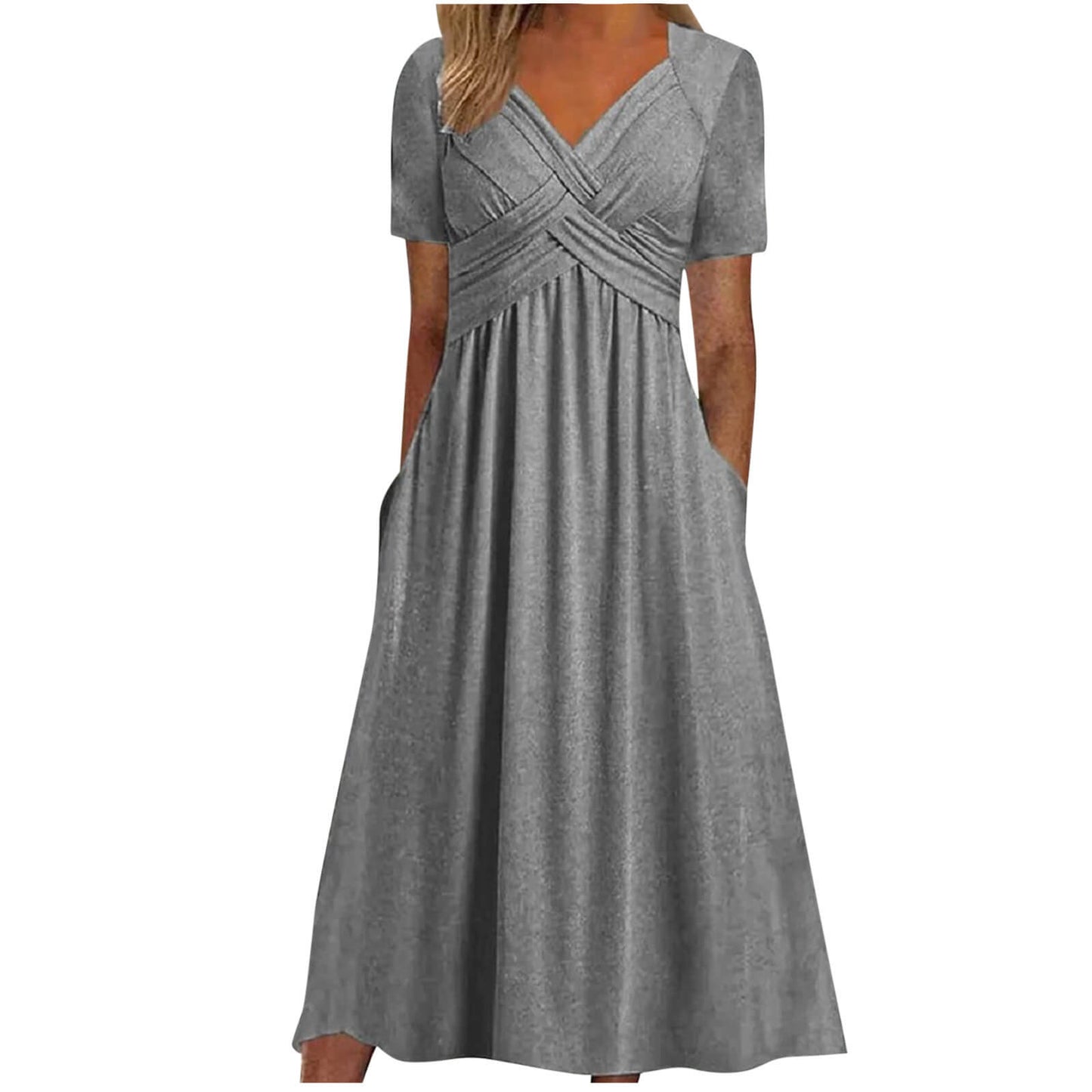 Elegantes Damen Midikleid mit Wickel-Detail: Feminin & bequem