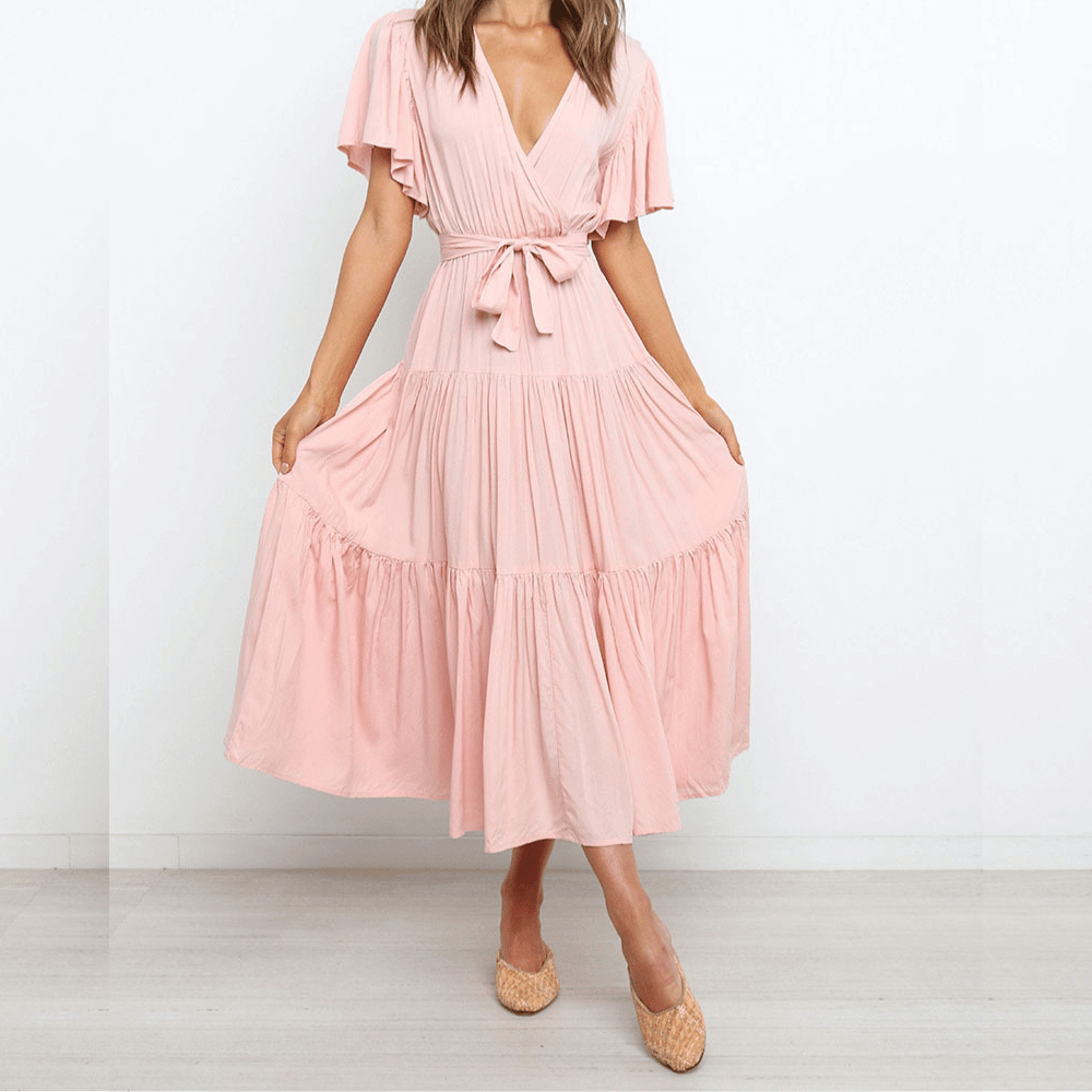 Sommerliches Damen Maxikleid mit Taillenbindung: Lässig, leicht und elegant