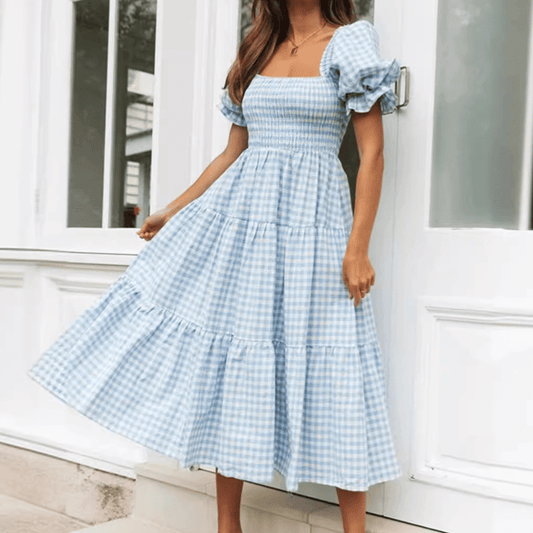 Luftiges Damen Sommerkleid mit Karomuster: Verspielt & charmant
