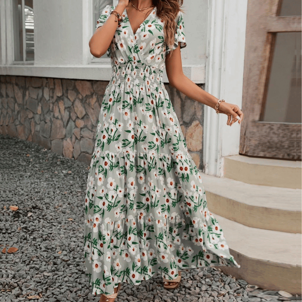 Sommerliches Damen Maxikleid mit Blumenprint: Bequem & luftig-leicht