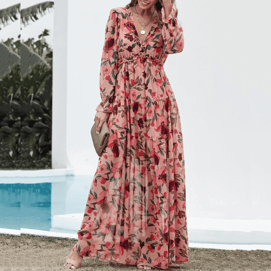 Elegantes Damen Maxikleid mit Blumenmuster: Luftig & sommerlich