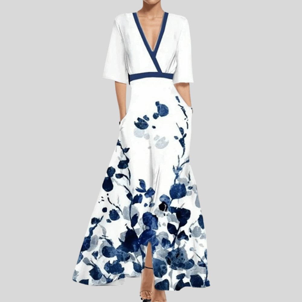 Elegantes Damen Maxikleid mit floralen Akzenten: Stilvoll & modern