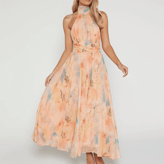 Elegantes Halsbündchen-Maxikleid für Damen: Sommerlich & luftig