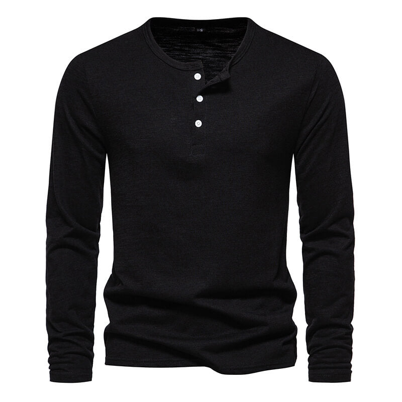 Bequemes Langarmshirt für Herren: Lässiger Komfort mit Knopfleiste