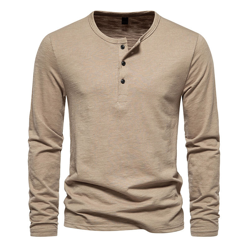 Bequemes Langarmshirt für Herren: Lässiger Komfort mit Knopfleiste