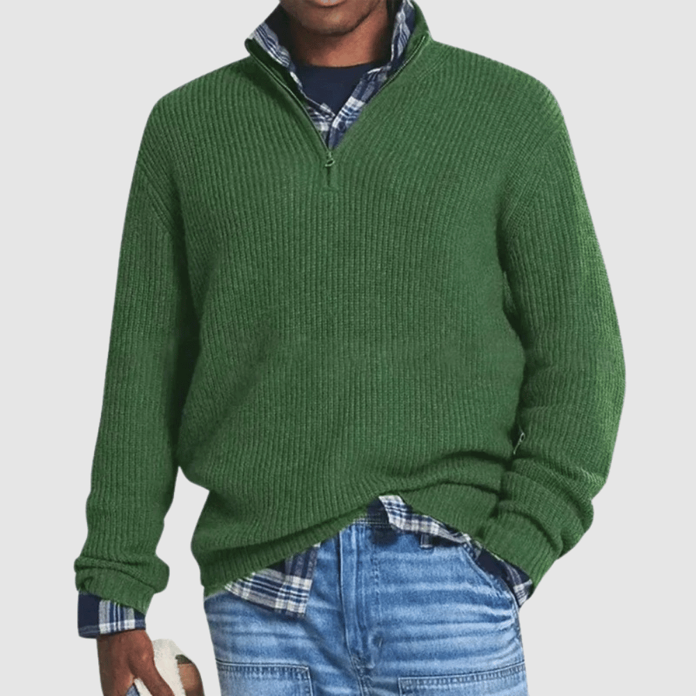 Klassischer Herrenpullover mit Reißverschlusskragen