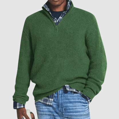Klassischer Herrenpullover mit Reißverschlusskragen