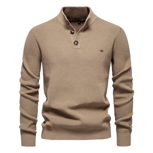 Bequemer Herrenpullover mit Knopfleiste