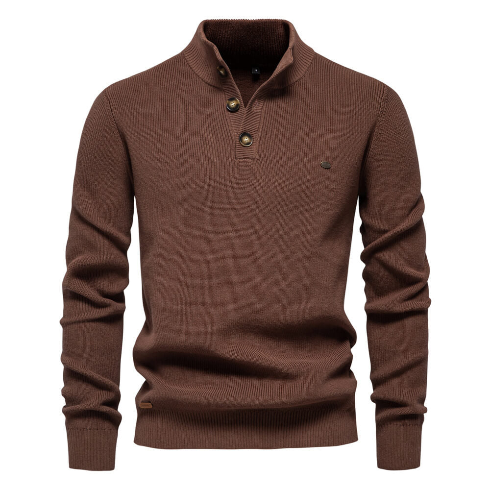 Bequemer Herrenpullover mit Knopfleiste