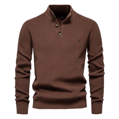 Bequemer Herrenpullover mit Knopfleiste