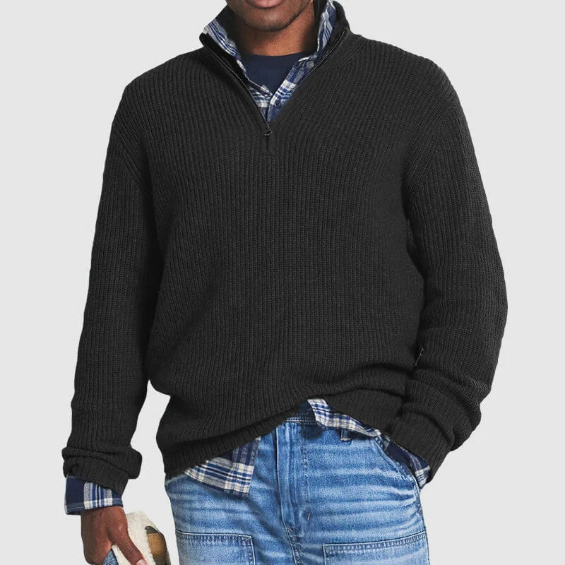 Klassischer Herrenpullover mit Reißverschlusskragen