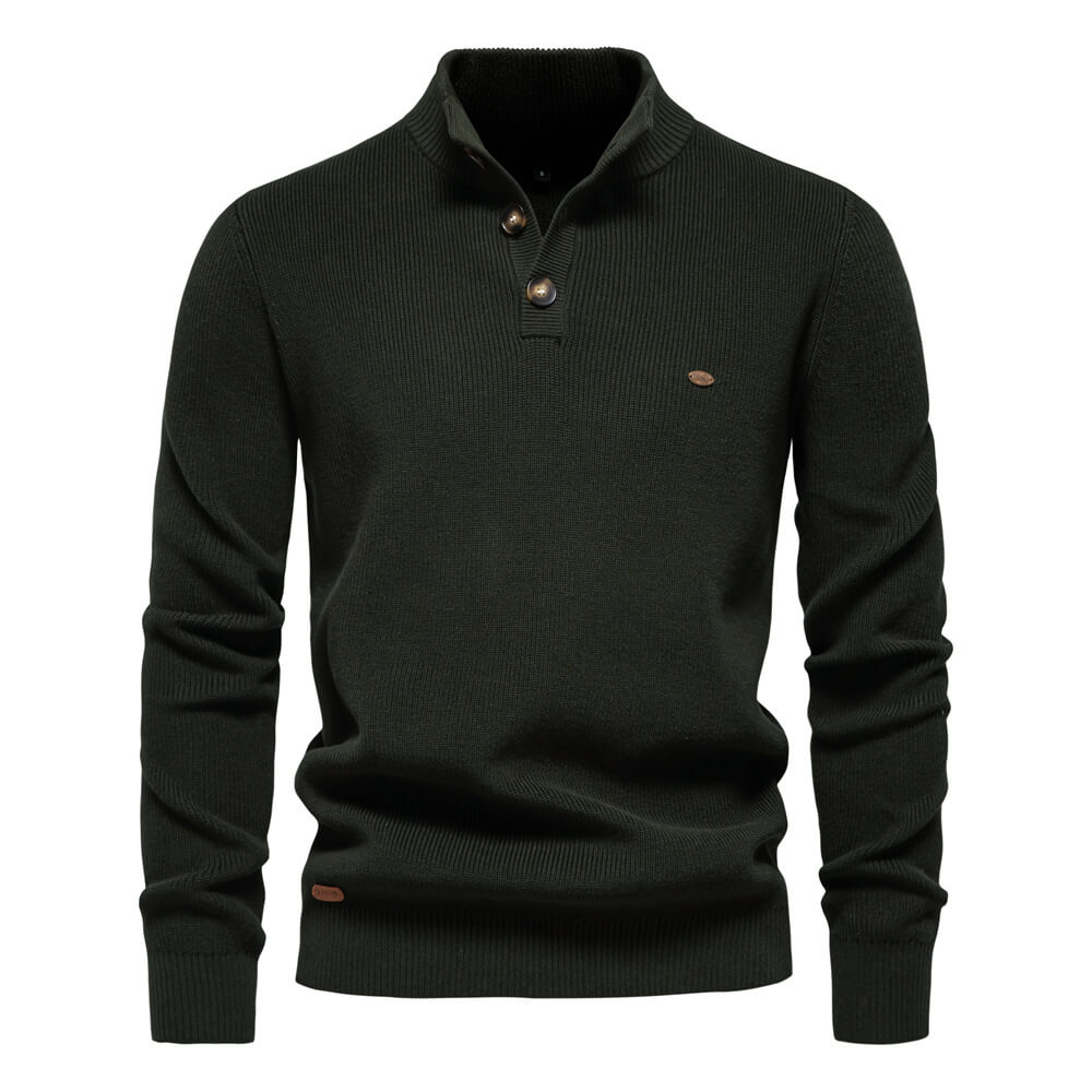 Bequemer Herrenpullover mit Knopfleiste