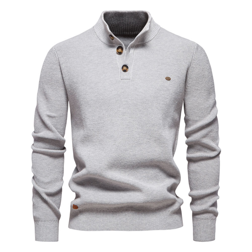 Bequemer Herrenpullover mit Knopfleiste
