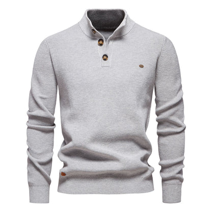 Bequemer Herrenpullover mit Knopfleiste