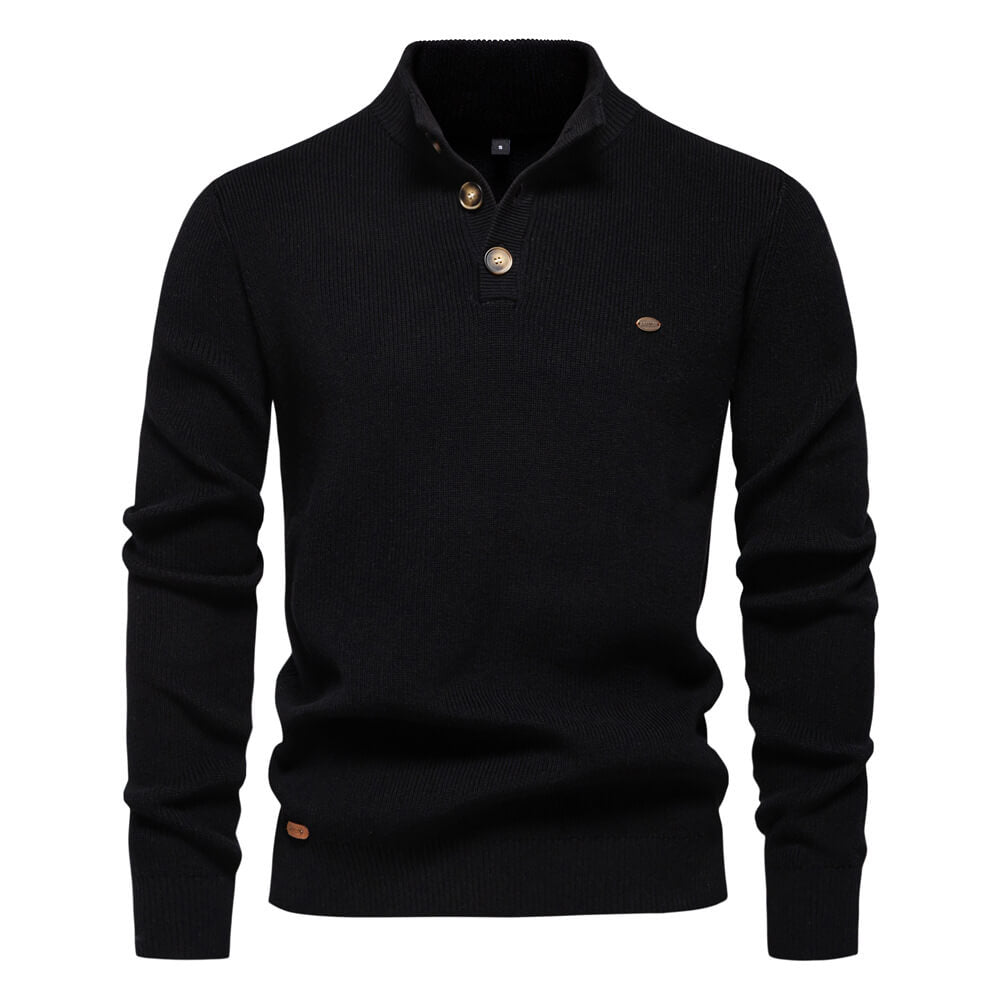 Bequemer Herrenpullover mit Knopfleiste