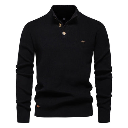 Bequemer Herrenpullover mit Knopfleiste