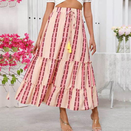 Damen Stufenrock mit Streifenmuster: Leichtigkeit trifft Boho-Vibes