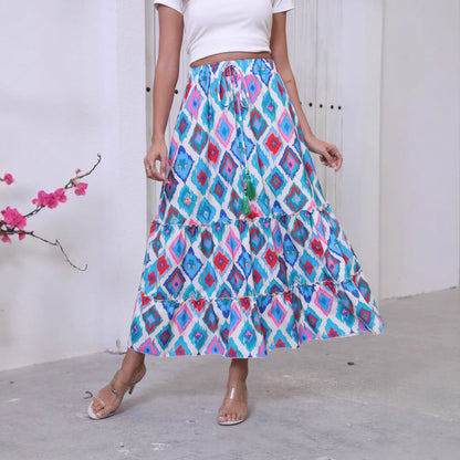 Damen Stufenrock mit Streifenmuster: Leichtigkeit trifft Boho-Vibes