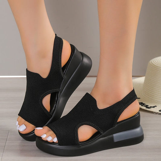 Bequeme Damen Stretch Plateau-Sandalen: Flexibel & Ultraleicht