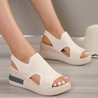 Bequeme Damen Stretch Plateau-Sandalen: Flexibel & Ultraleicht