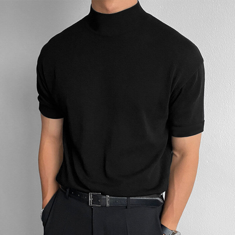 Modernes Herren-T-Shirt mit Stehkragen: Minimalistisch & stilvoll