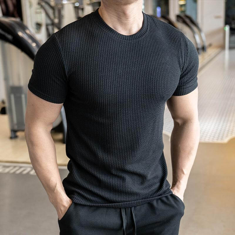 Strukturiertes T-Shirt für Herren – Sportlich & Figurbetont