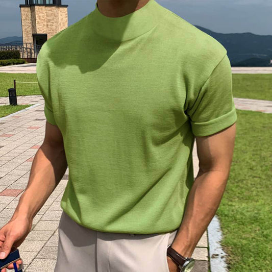Modernes Herren-T-Shirt mit Stehkragen: Minimalistisch & stilvoll