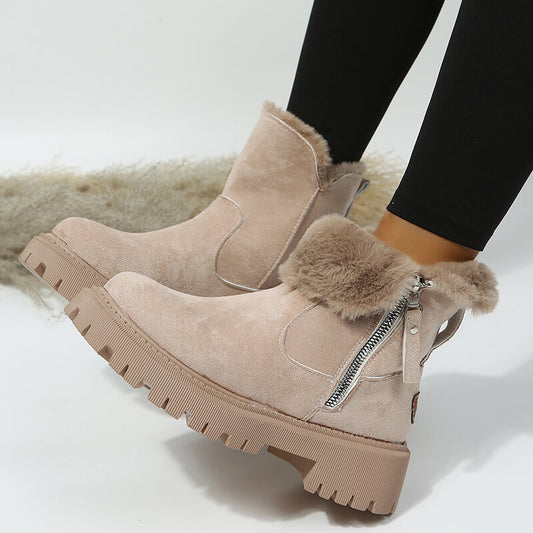 Elegante und warme Damenstiefel mit Fellbesatz