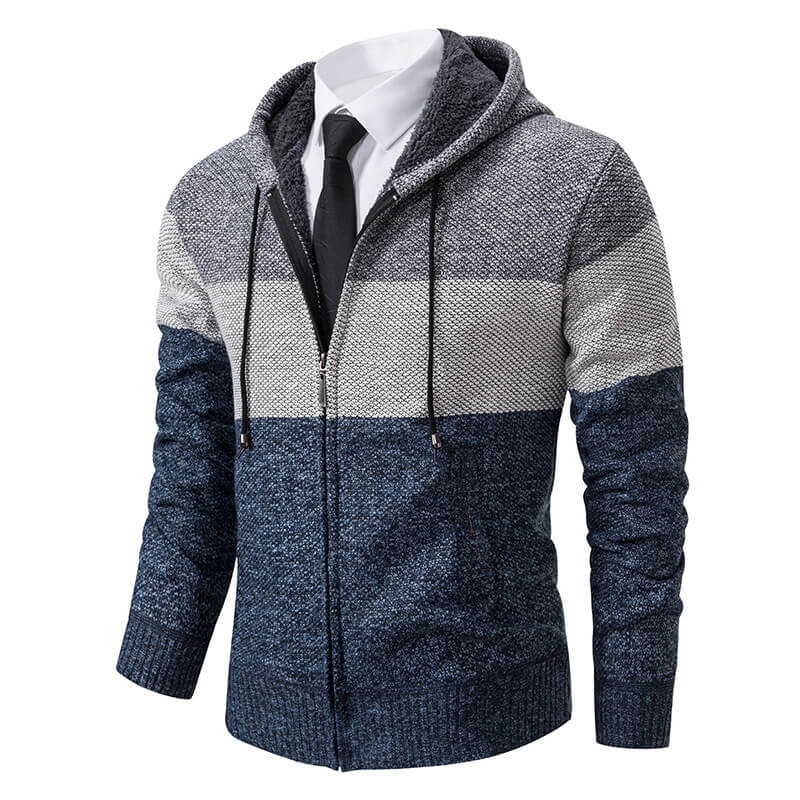 Stylische Herren-Strickjacke mit Kapuze