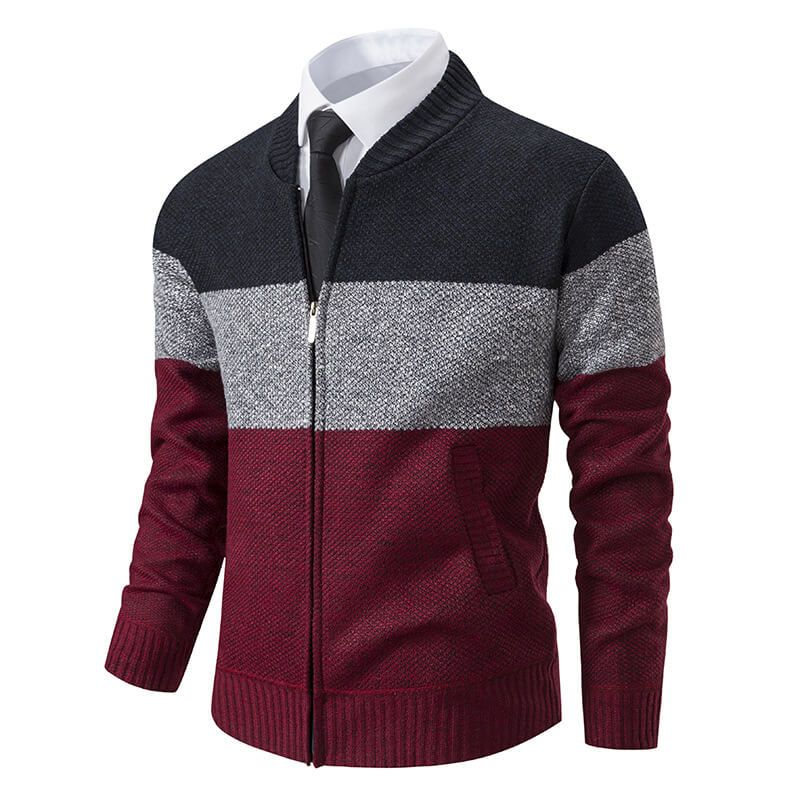 Moderne Strickjacke für Herren mit Farbblock-Design