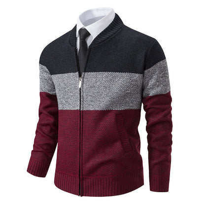 Moderne Strickjacke für Herren mit Farbblock-Design