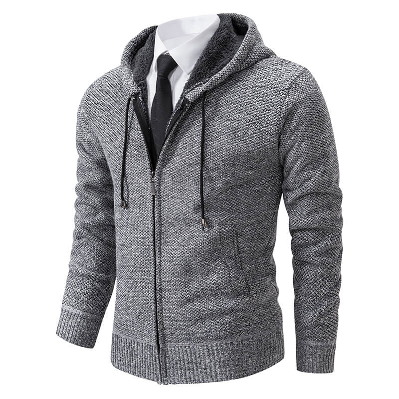 Gemütliche Herren-Strickjacke mit Kapuze