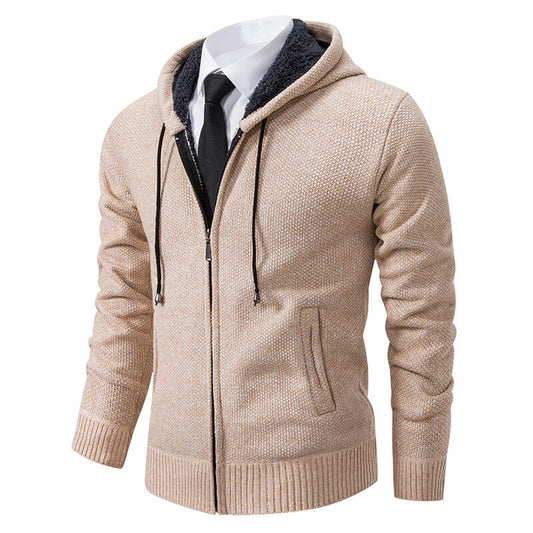 Gemütliche Herren-Strickjacke mit Kapuze