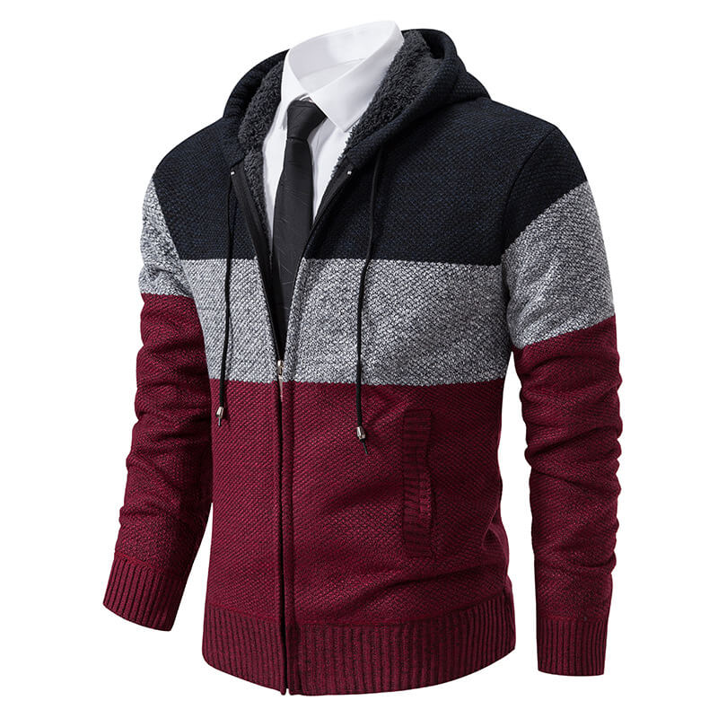 Stylische Herren-Strickjacke mit Kapuze