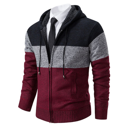 Stylische Herren-Strickjacke mit Kapuze