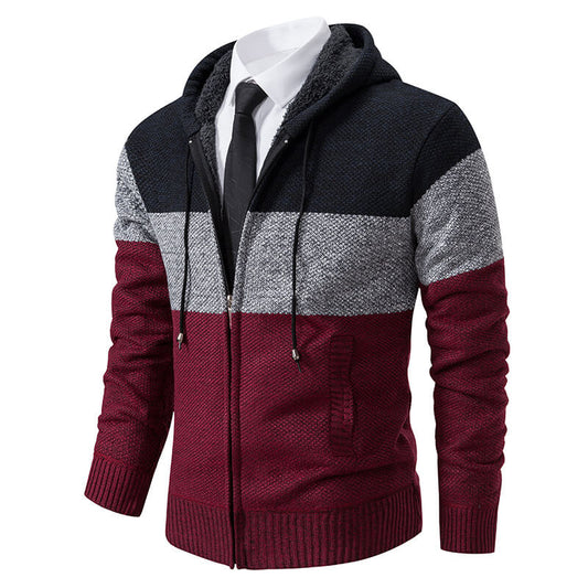 Stylische Herren-Strickjacke mit Kapuze