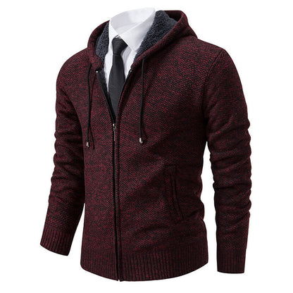 Gemütliche Herren-Strickjacke mit Kapuze
