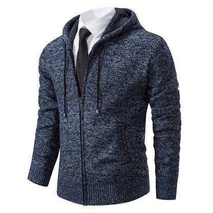 Gemütliche Herren-Strickjacke mit Kapuze