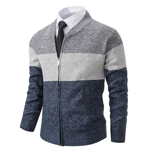 Moderne Strickjacke für Herren mit Farbblock-Design