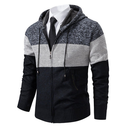 Stylische Herren-Strickjacke mit Kapuze